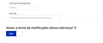 tela de notificação de cobrança no Asaas