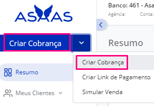 criar cobrança no asaas