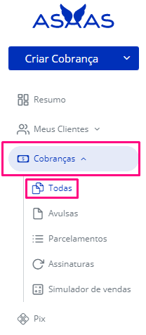 criar cobrança no asaas