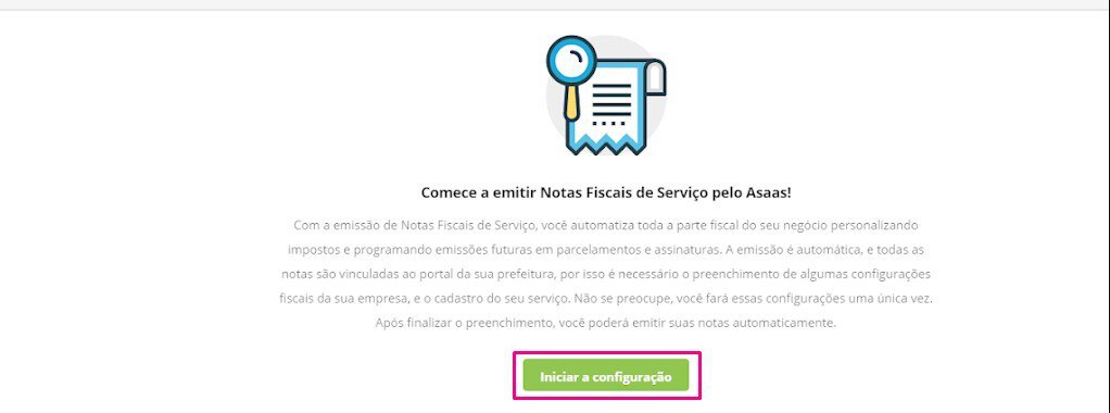 tela de cadastro para emissão de nota fiscal asaas.