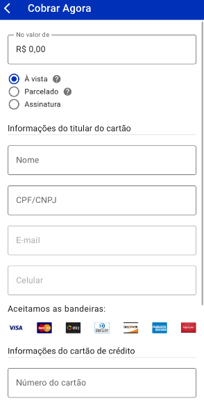 tela do cobrar agora no aplicativo asaas