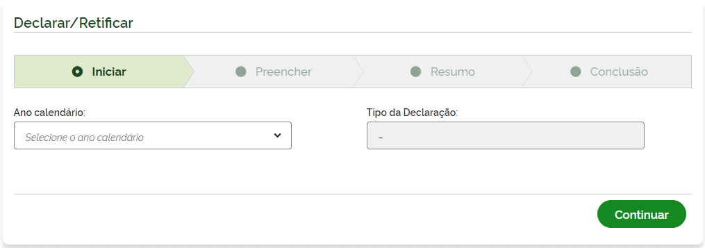 página de informativo do ano de faturamento para declaração anual mei.